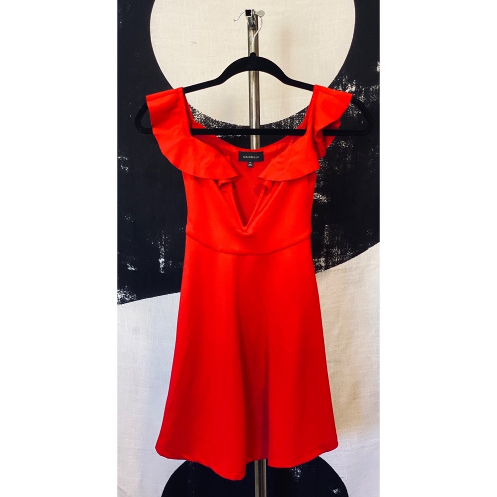 Majorelle XXS “Poise” Red Ruffle Mini Dress